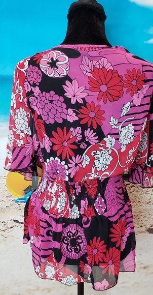 Bison Bisou sheer boho top L - Picture 5 of 6